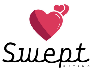 Swept Dating logo featuring stylized heart graphics in pink and red gradient colors alongside the company name in black text